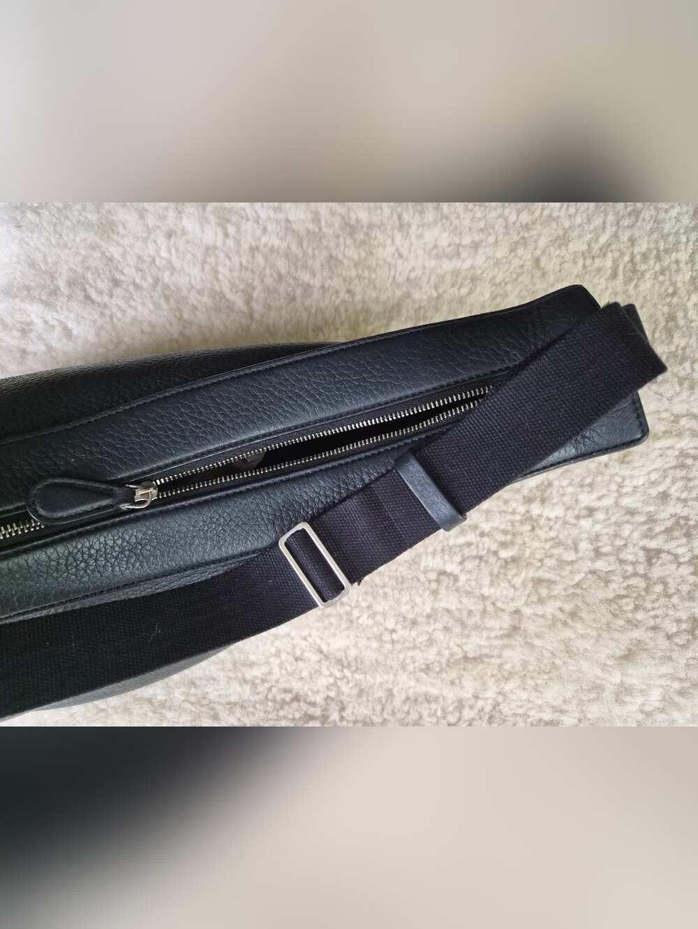 The Row Large Slouchy Banana Bag Black Pebbled Calfskin Leather Crossbody  $2550 - Picture 8 of 14